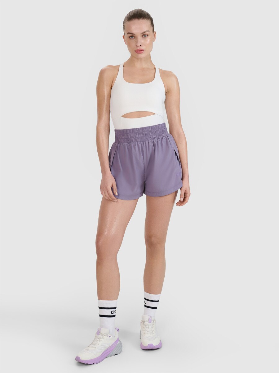 Damskie spodenki treningowe 4F 4FALSSS25TFSHF1207 - fioletowe