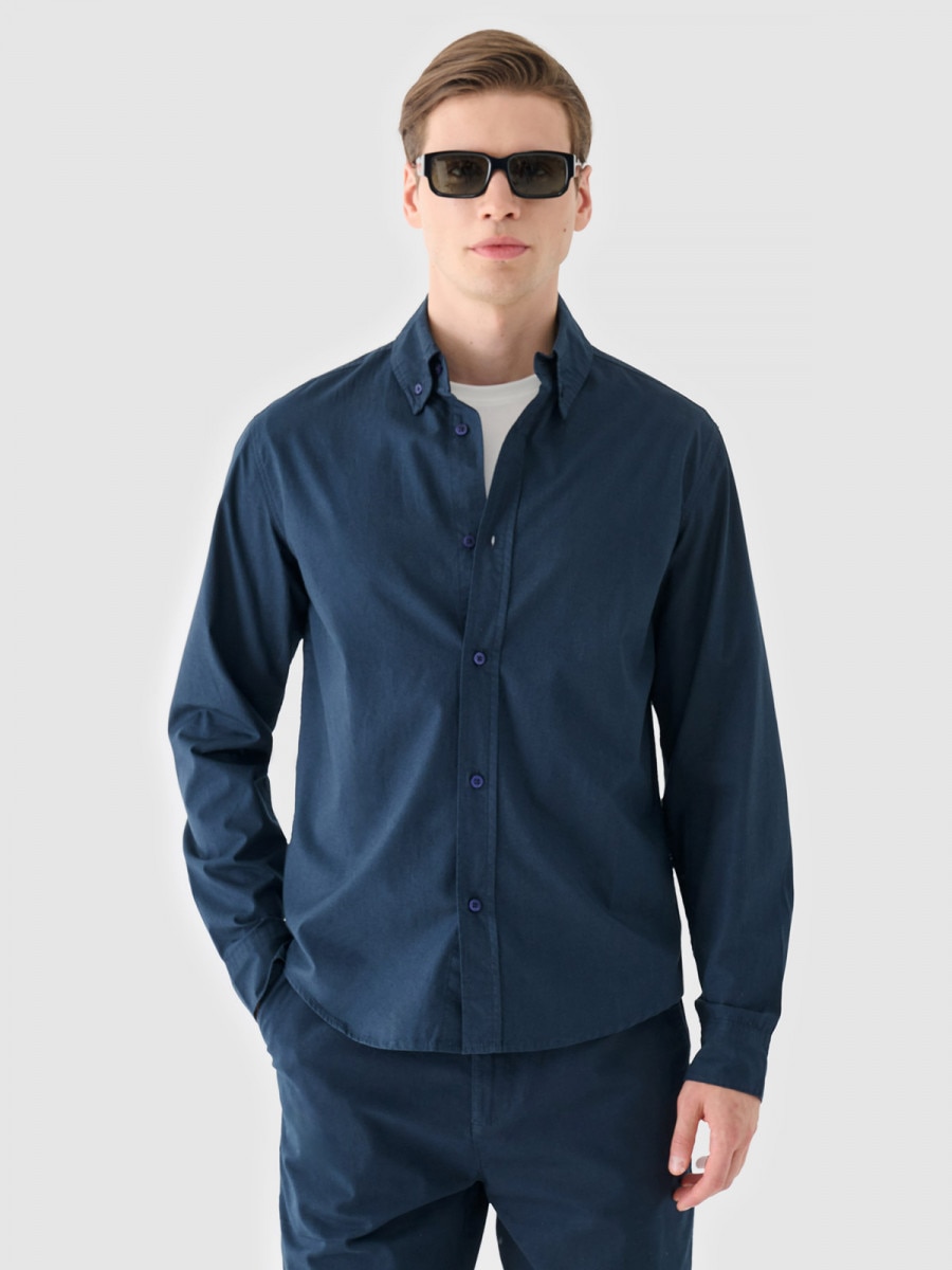 Męska koszula bawełniana Outhorn  OTHWAW24TSHIM087 - granatowa
