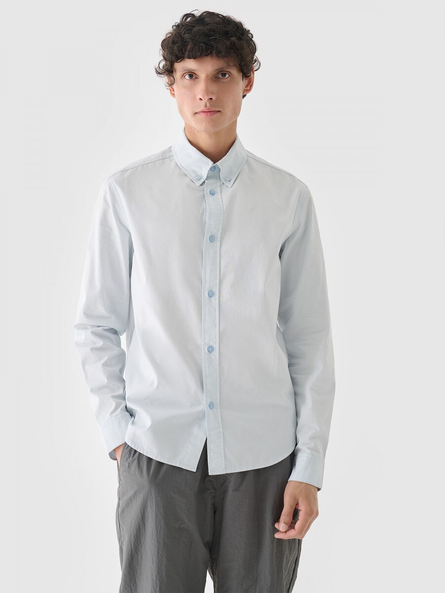 Męska koszula bawełniana Outhorn OTHWAW24TSHIM087 - niebieska