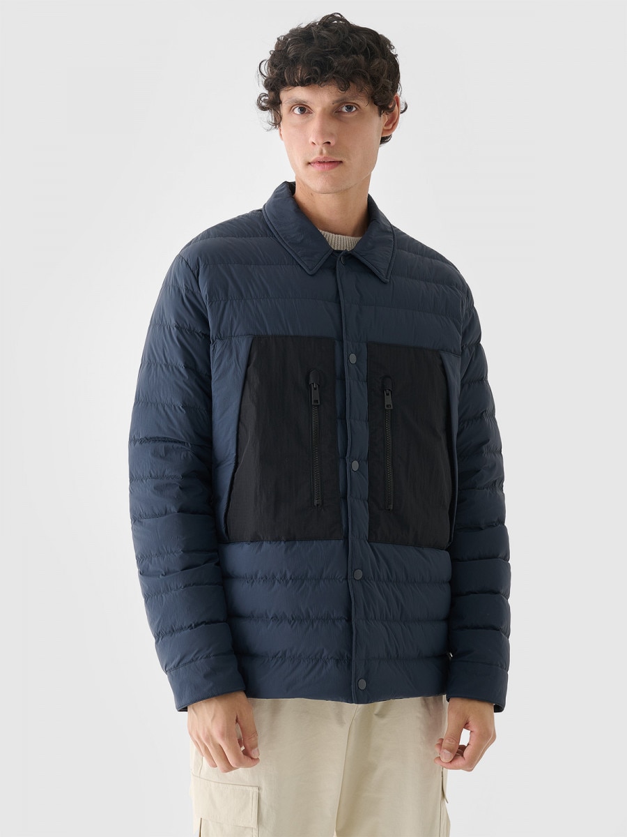 Męska kurtka przejściowa z puchem naturalnym Outhorn OTHWAW24TDJAM636 - granatowa