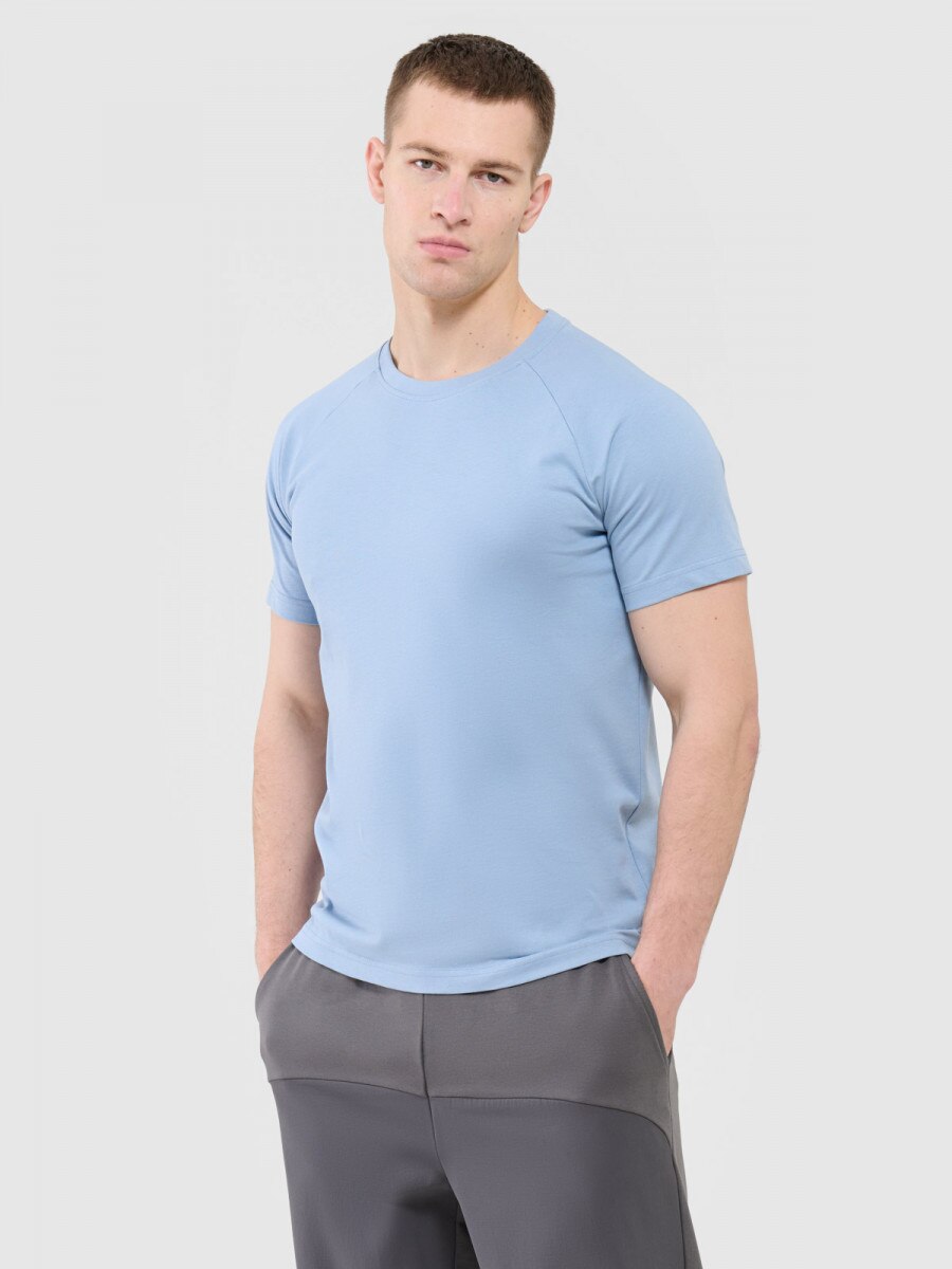 Męski t-shirt basic  Outhorn OTHWAW24TTSHM2378 - niebieski