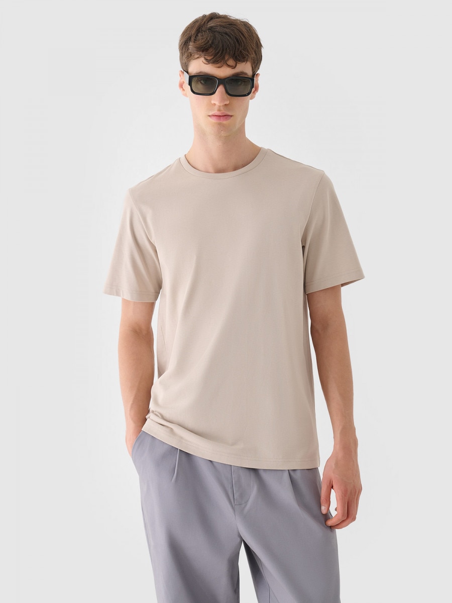 Męski t-shirt basic Outhorn OTHWAW24TTSHM2437 - beżowy