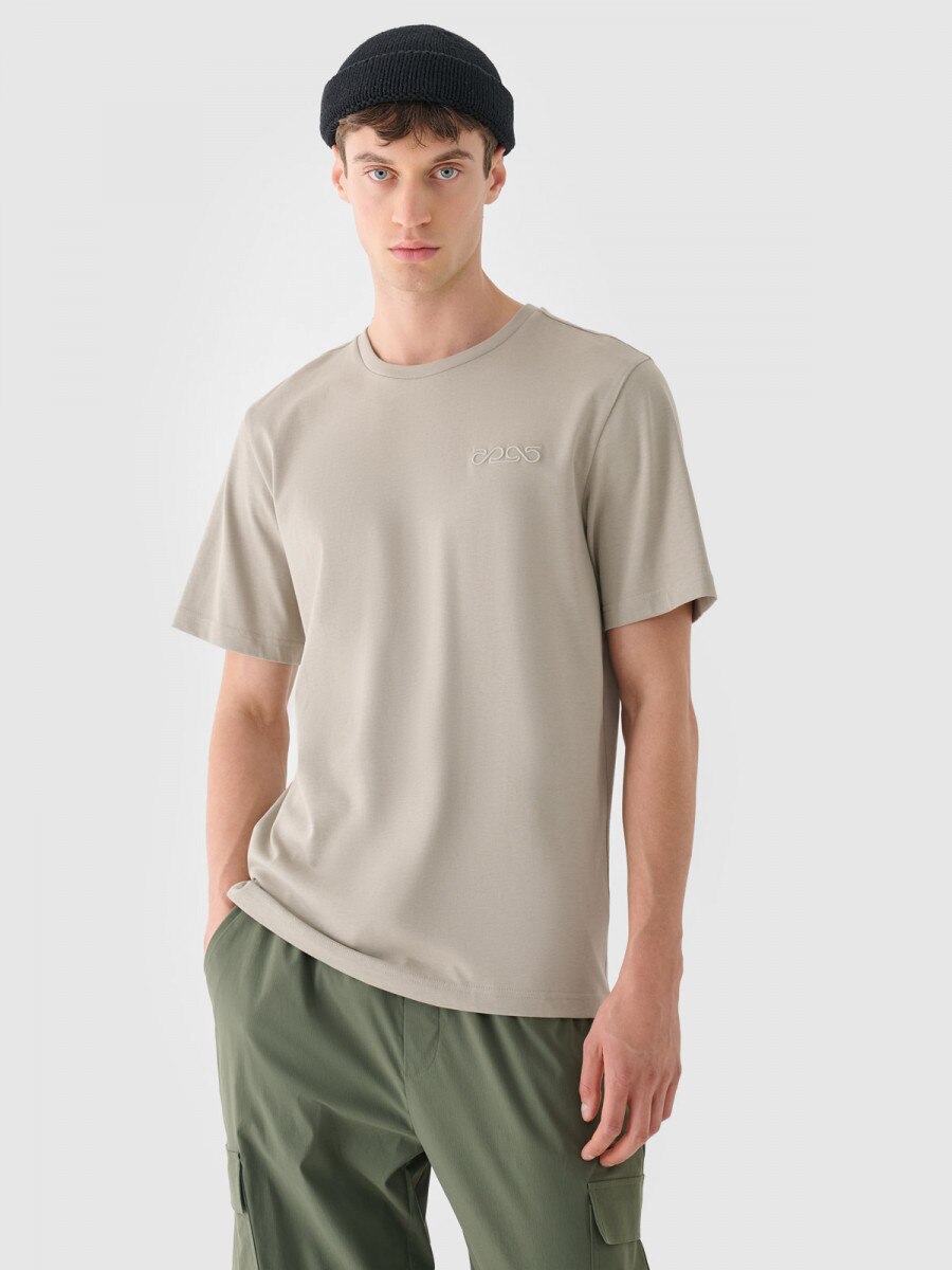 Męski t-shirt basic Outhorn OTHWAW24TTSHM2436 - beżowy