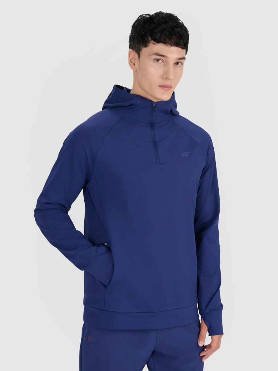 Męska bluza treningowa nierozpinana z kapturem 4F x Robert Lewandowski RL9SSS25TFSWM614 - granatowa