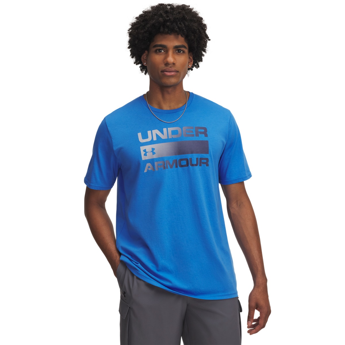 Męski t-shirt z nadrukiem Under Armour UA Team Issue Wordmark SS - niebieski