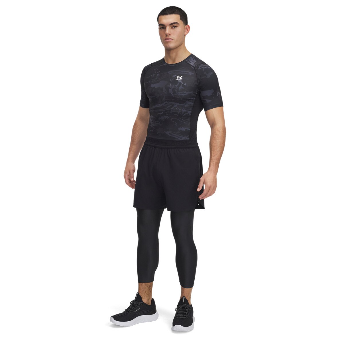 Męskie legginsy treningowe Under Armour UA Heat Gear Armour 3/4 Legging - czarne
