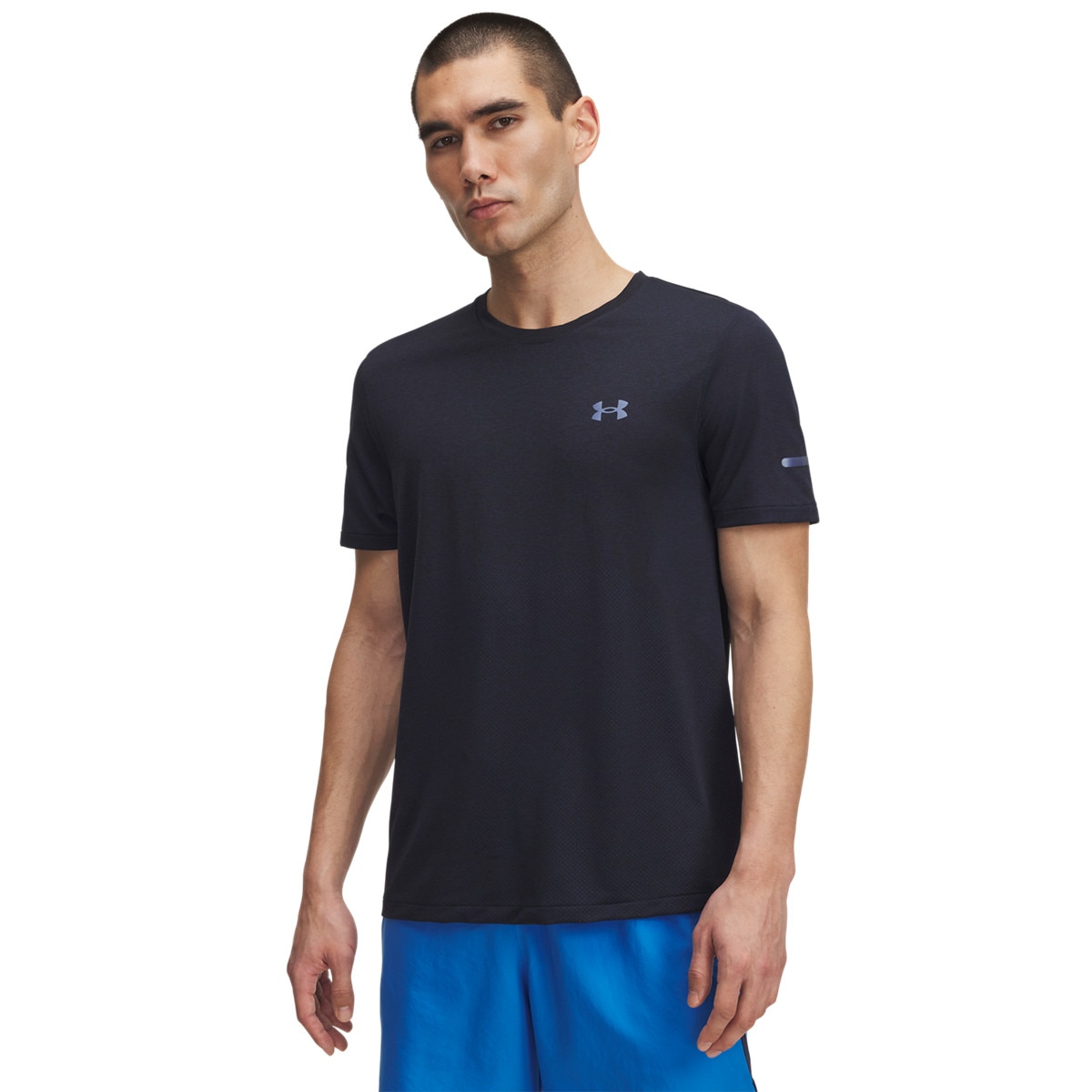 Męska koszulka do biegania Under Armour UA Seamless Stride SS - granatowa