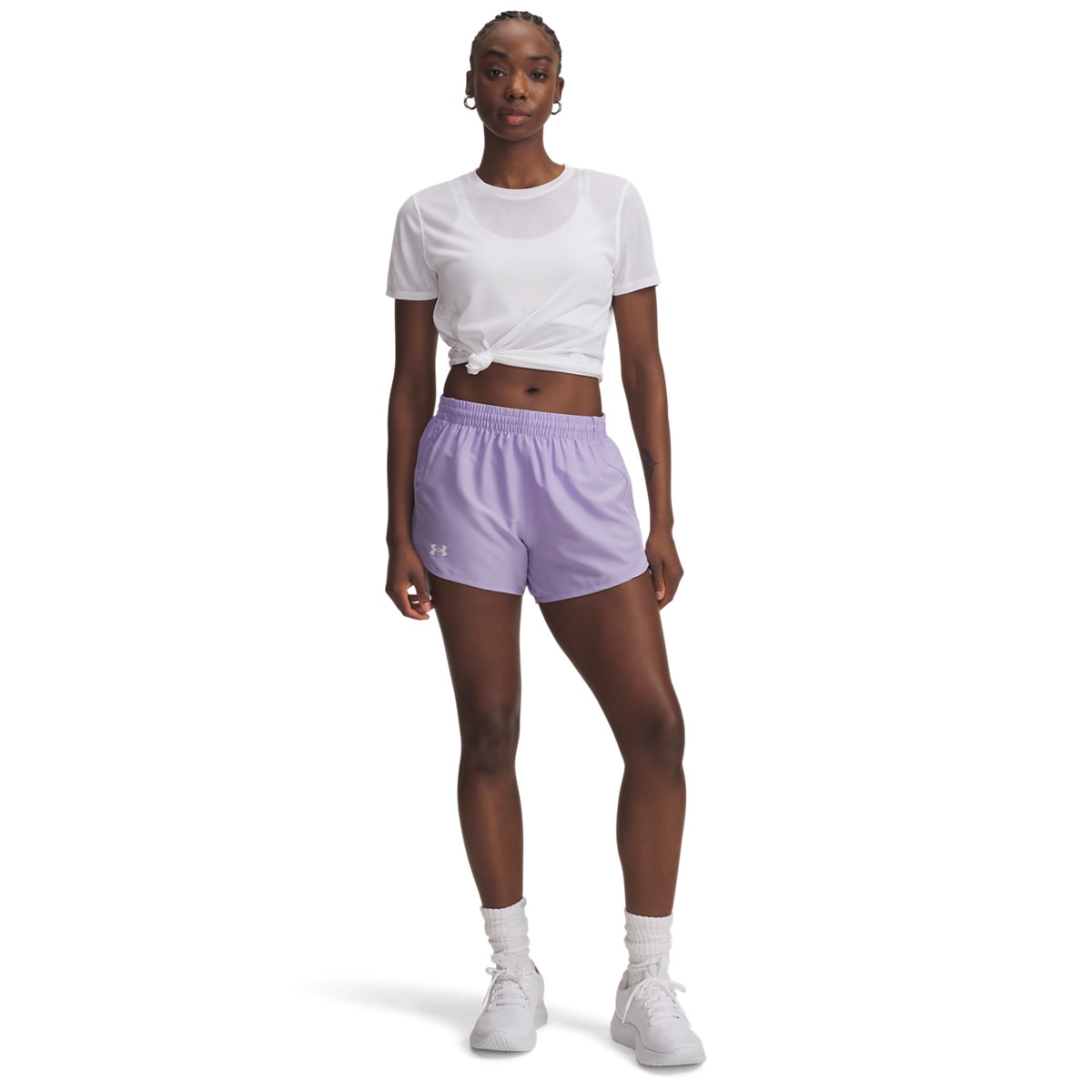 Damskie spodenki do biegania Under Armour UA Fly By 3'' Shorts - fioletowe