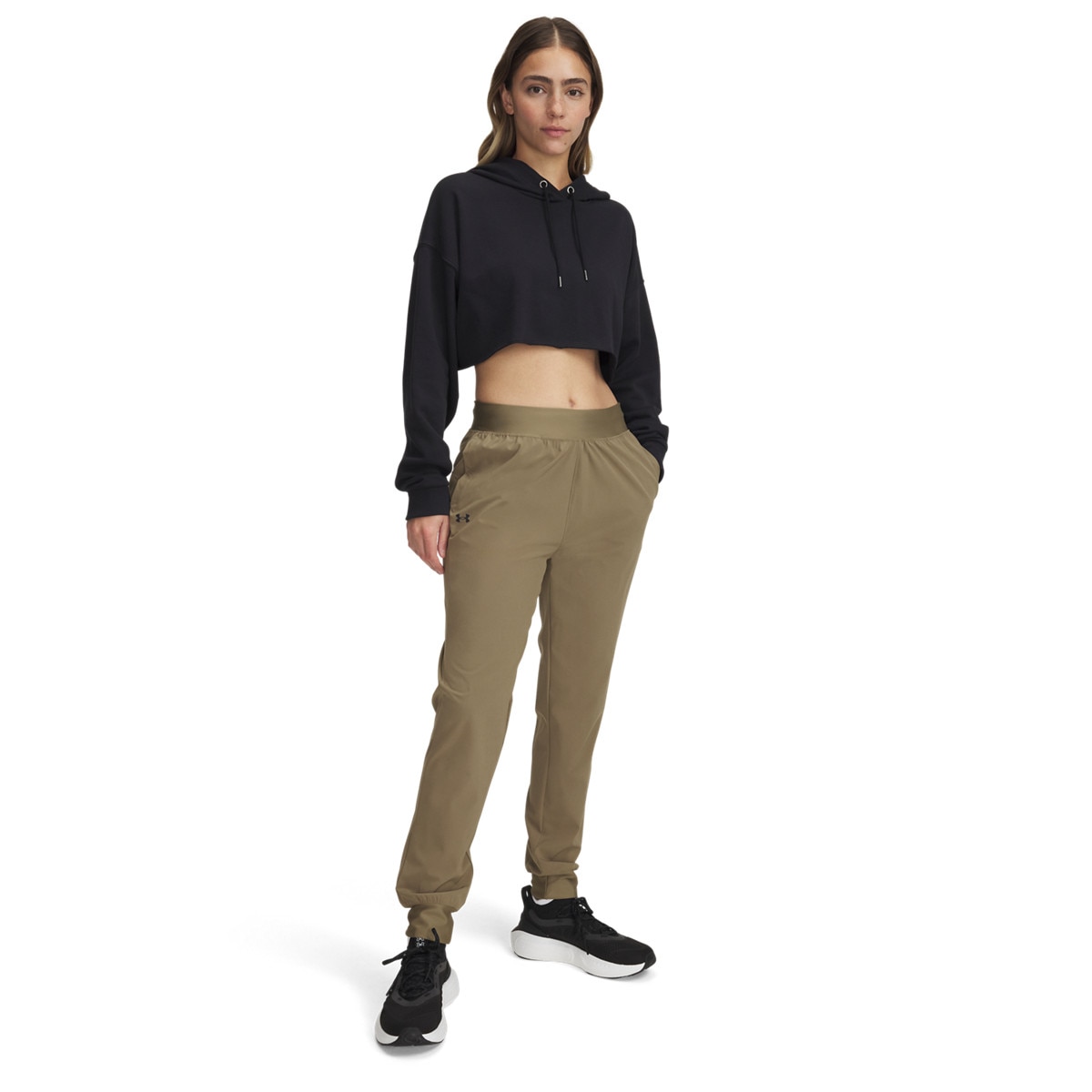 Damskie spodnie treningowe Under Armour Sport High Rise Woven Pant - oliwkowe/khaki