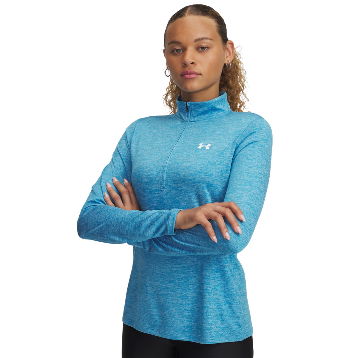 Damski longsleeve treningowy Under Armour Tech 1/2 Zip- Twist - niebieski