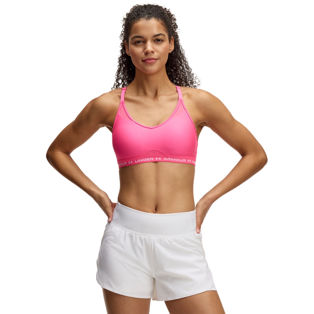 Biustonosz treningowy Under Armour UA Crossback Low Bra - różowy