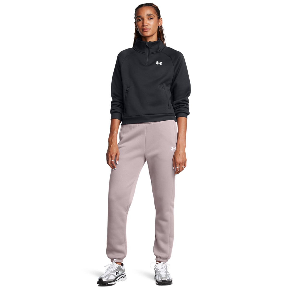 Damskie spodnie treningowe Under Armour UA Armour Fleece Pro Gym Pt - beżowe