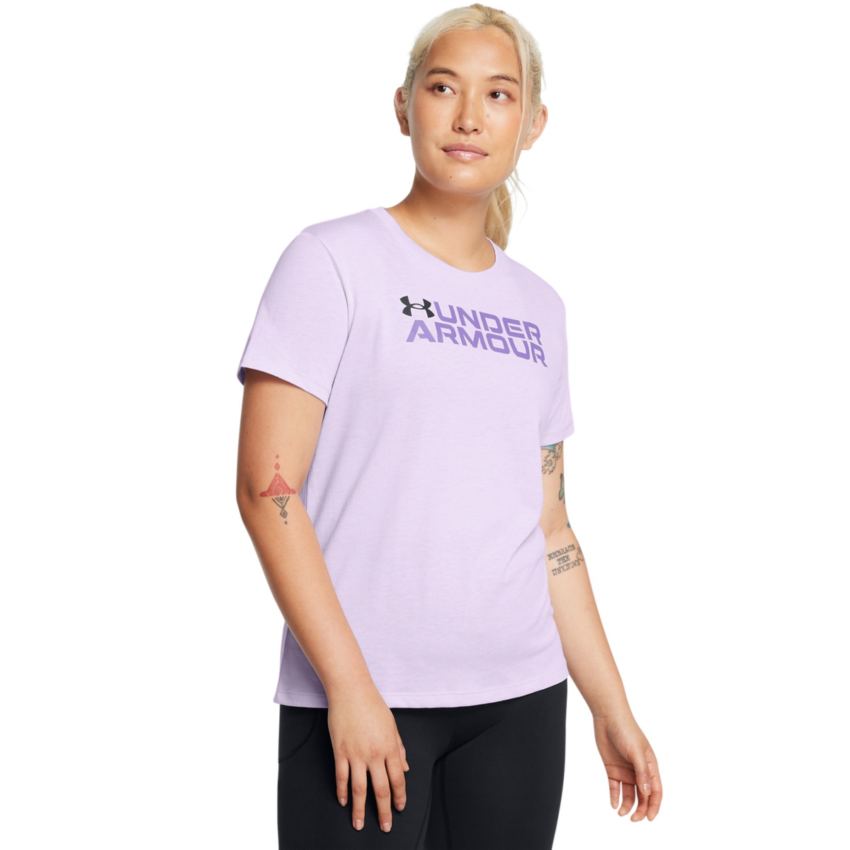 Damski t-shirt z nadrukiem Under Armour UA Big Logo Pack Short Sleeve - fioletowy