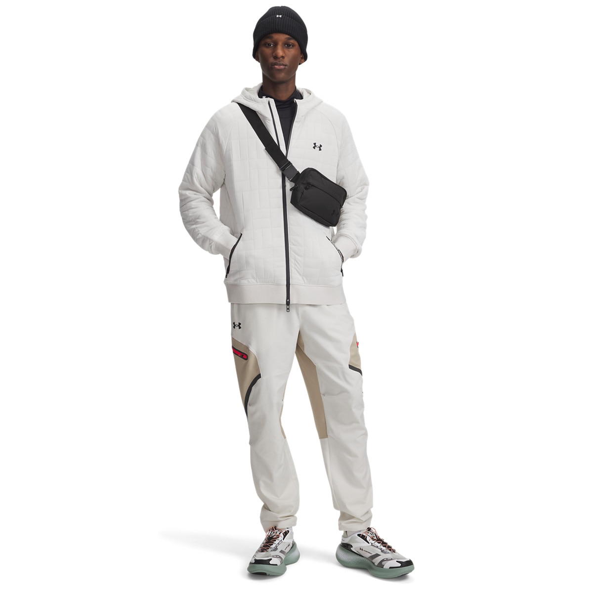 Męskie spodnie treningowe cargo UA Unstoppable Cargo Pant - białe