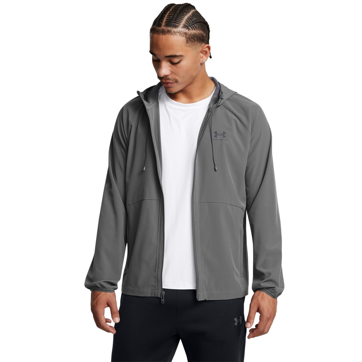 Męska kurtka wiatrówka Under Armour UA Stretch Woven Windbreaker - szara