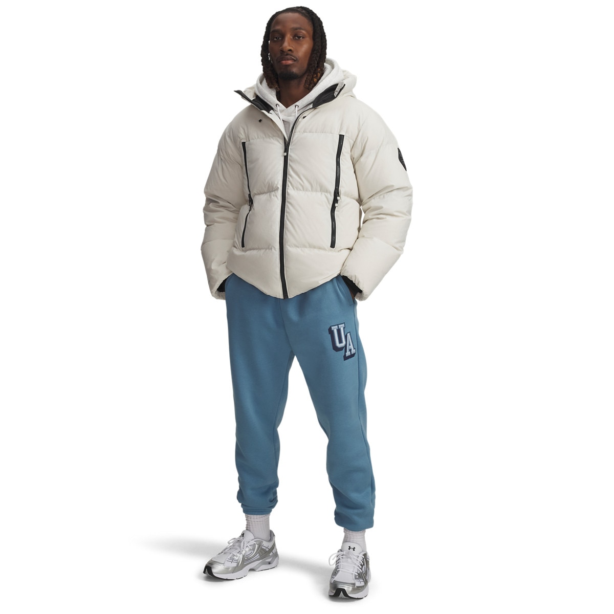 Męskie spodnie dresowe joggery Under Armour UA Icon Flc Graphic - niebieskie