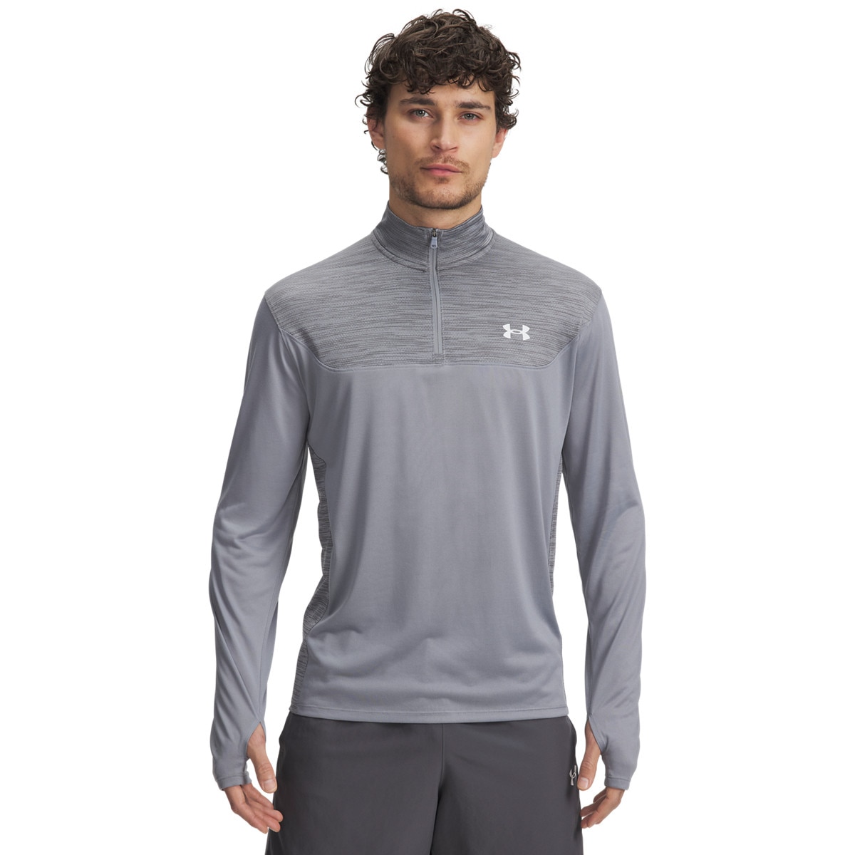 Męska bluza treningowa nierozpinana bez kaptura Under Armour UA Tech Utility 1/4 Zip - szara