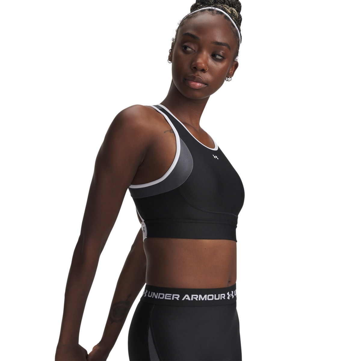 Damski biustonosz treningowy Under Armour UA Crossback Mid Open Back - czarny