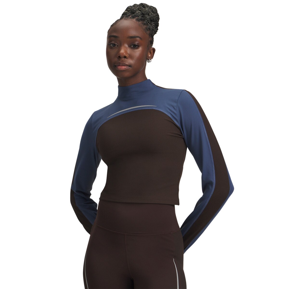 Damski longsleeve treningowy top Under Armour UA Halo CW Mock - brązowy