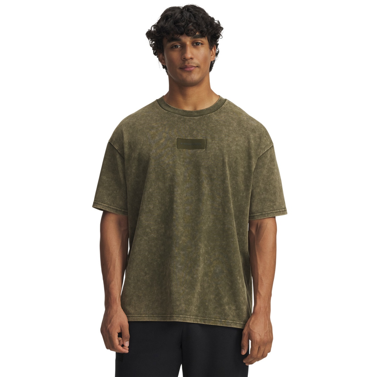 Męski t-shirt oversize z nadrukiem Under Armour Project Rock - zielony