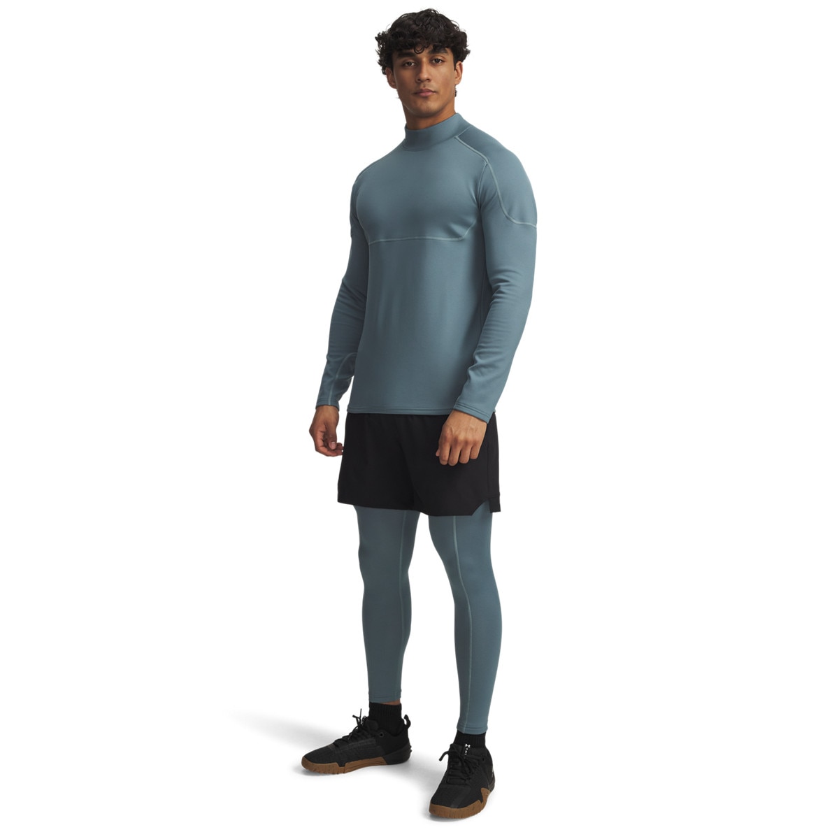 Męskie legginsy treningowe Under Armour UA Cold Weather Grid - niebieskie