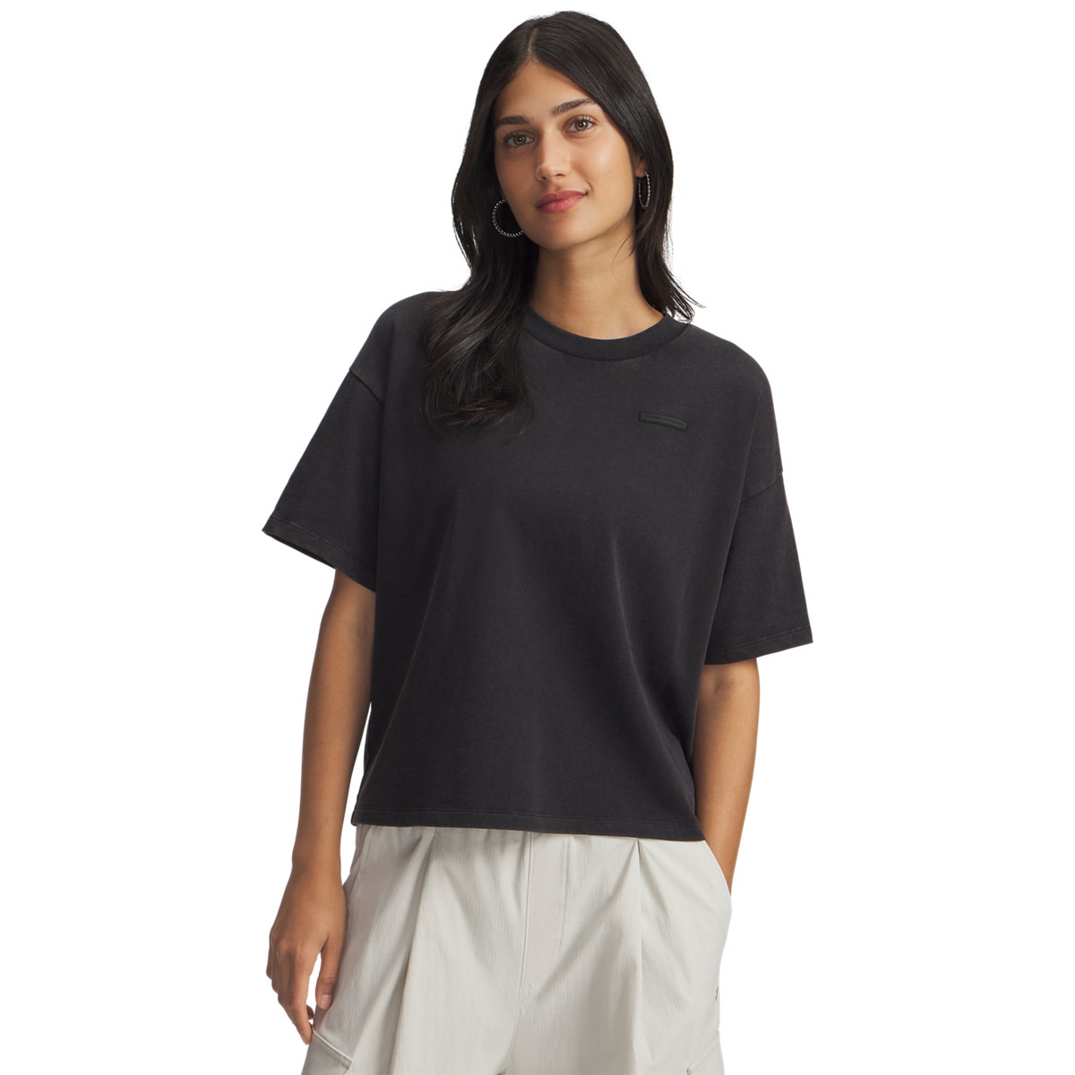 Damski t-shirt oversize Under Armour UA HWT Boxy Wash SS - czarny