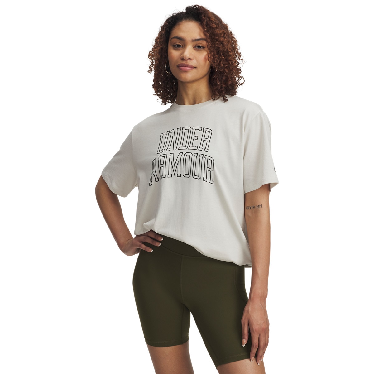 Damski t-shirt z nadrukiem Under Armour Rival OS Campus Tee - biały
