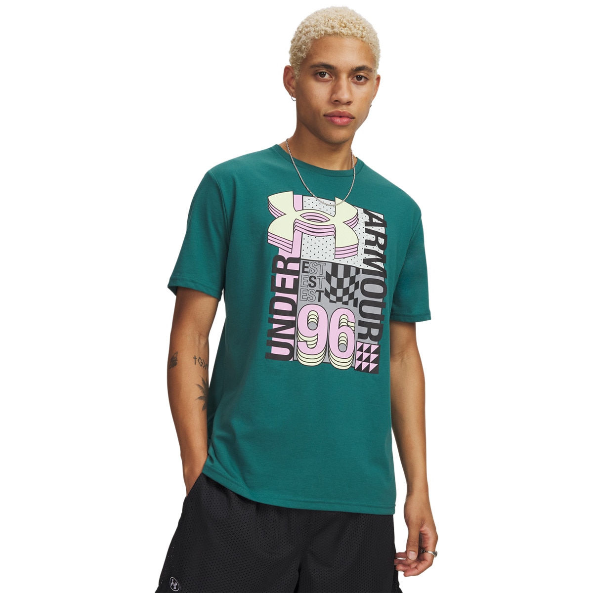 Męski t-shirt z nadrukiem Under Armour UA M LOGO COLLAGE - zielony