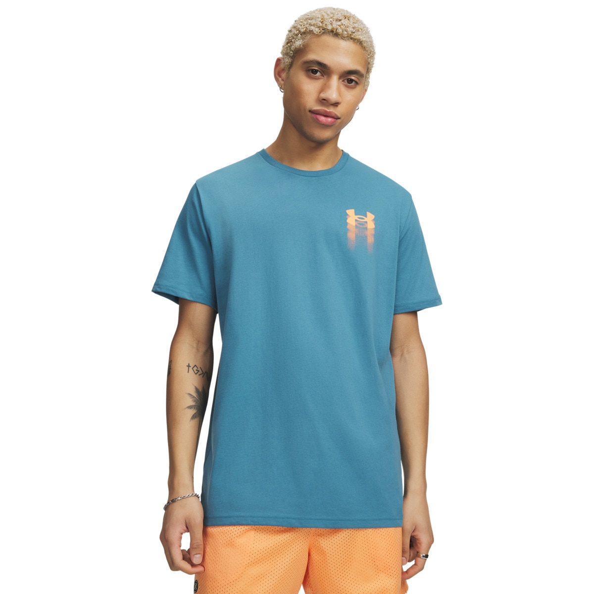 Męski t-shirt z nadrukiem Under Armour UA M Blur Logo SS - niebieski