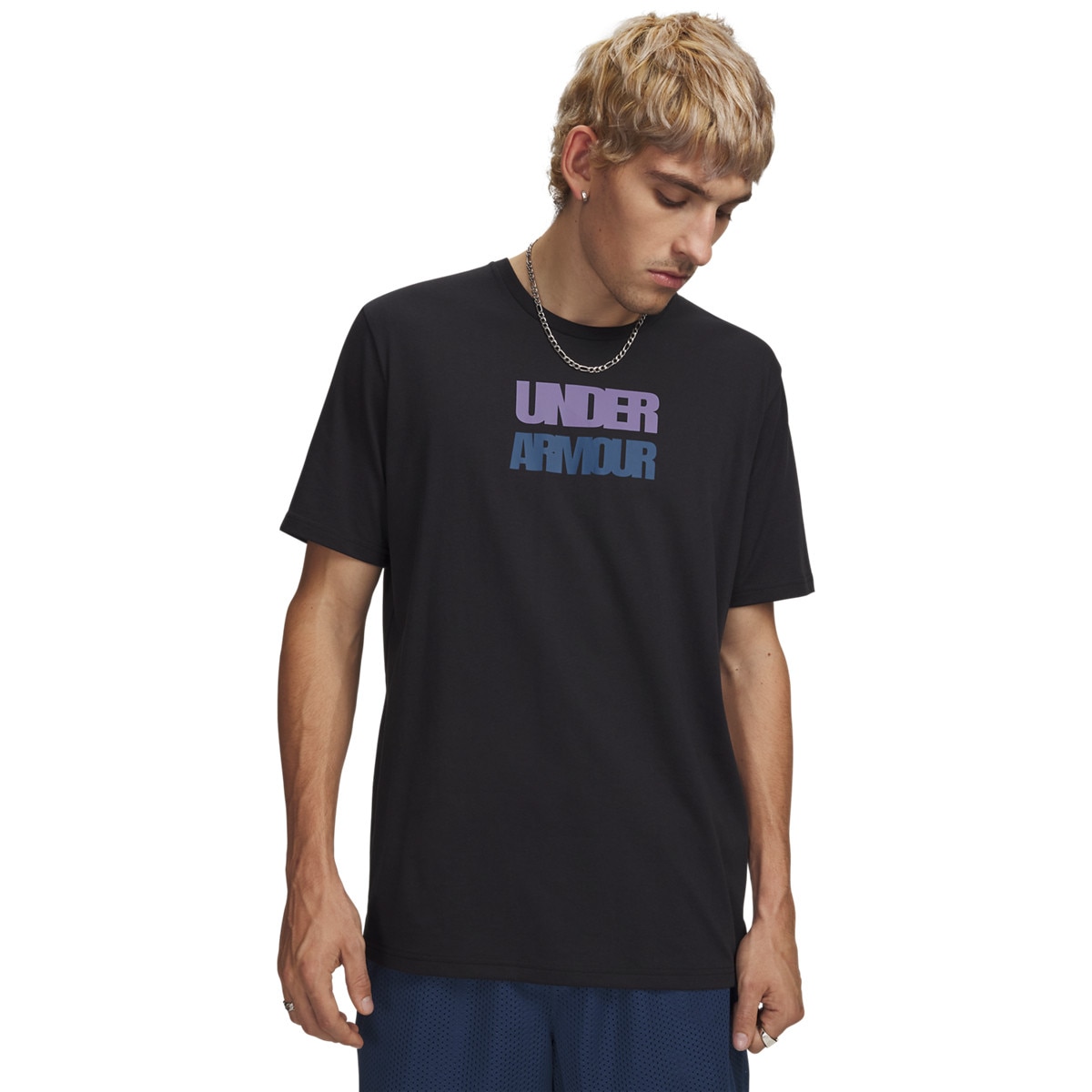 Męski t-shirt z nadrukiem Under Armour UA M BLOCK LOGO - czarny