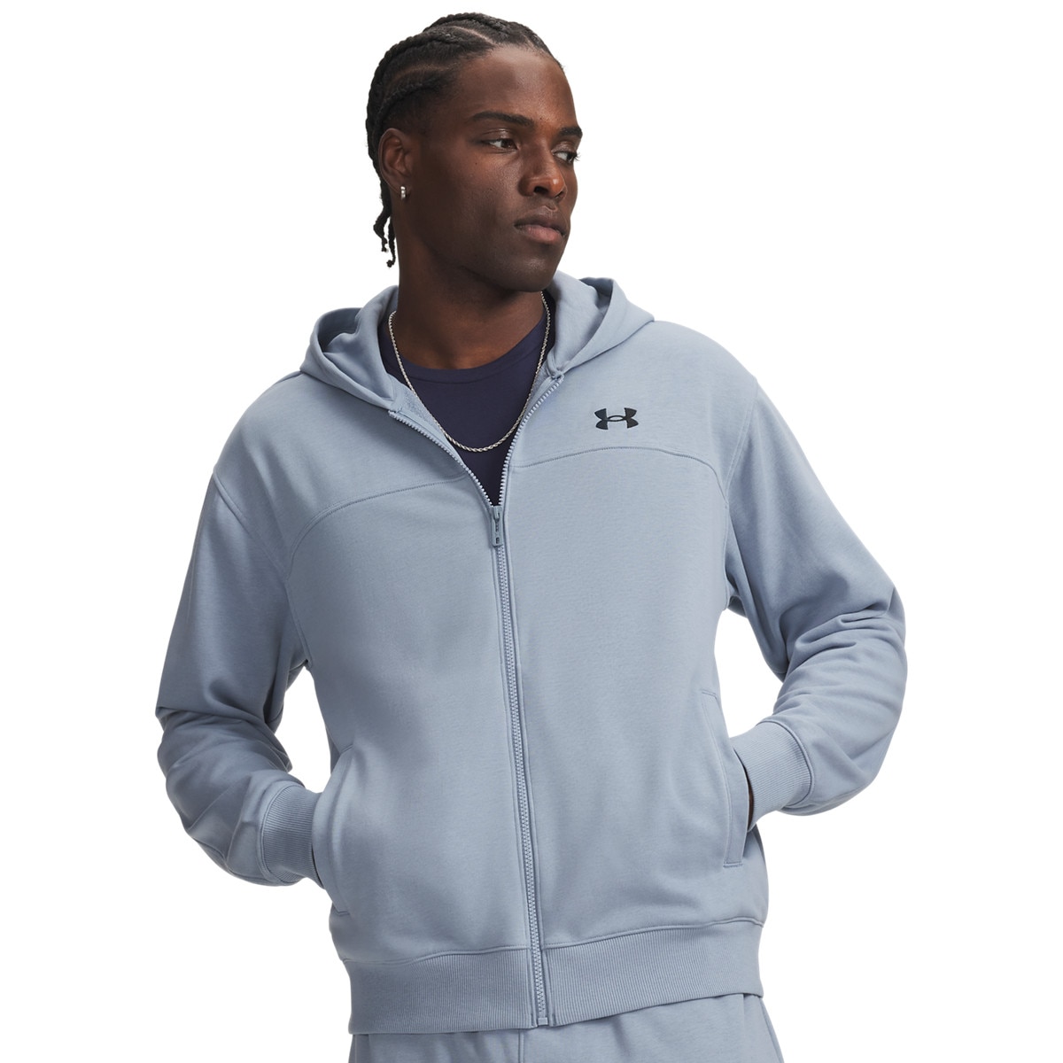 Męska bluza rozpinana z kapturem Under Armour UA Rival LW FZ - niebieska