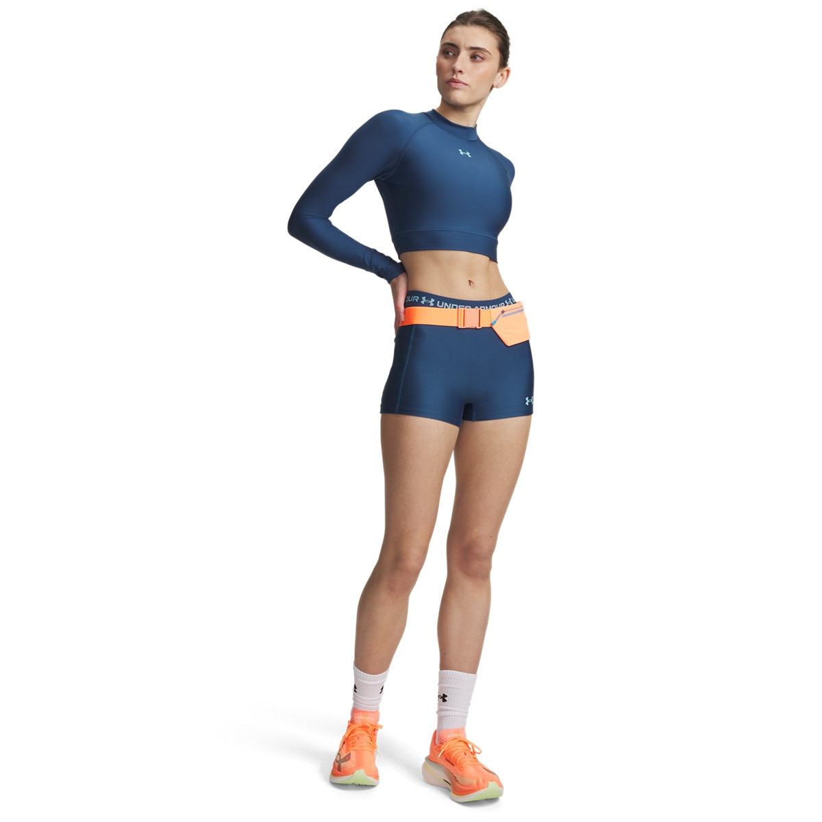 Damskie spodenki treningowe Under Armour HeatGear Shorty - granatowe