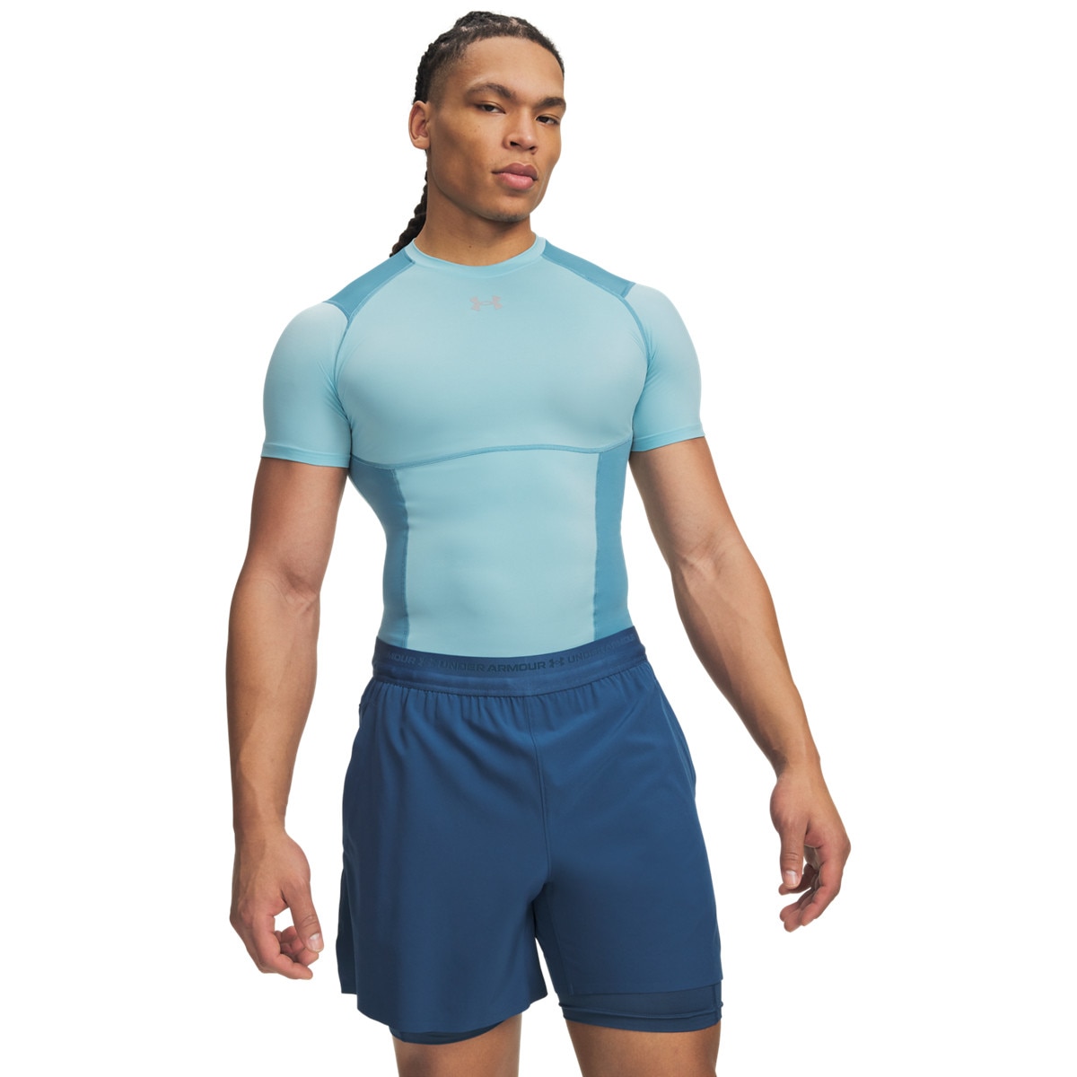 Męska koszulka treningowa Under Armour UA HeatGear Elite Comp SS - niebieska