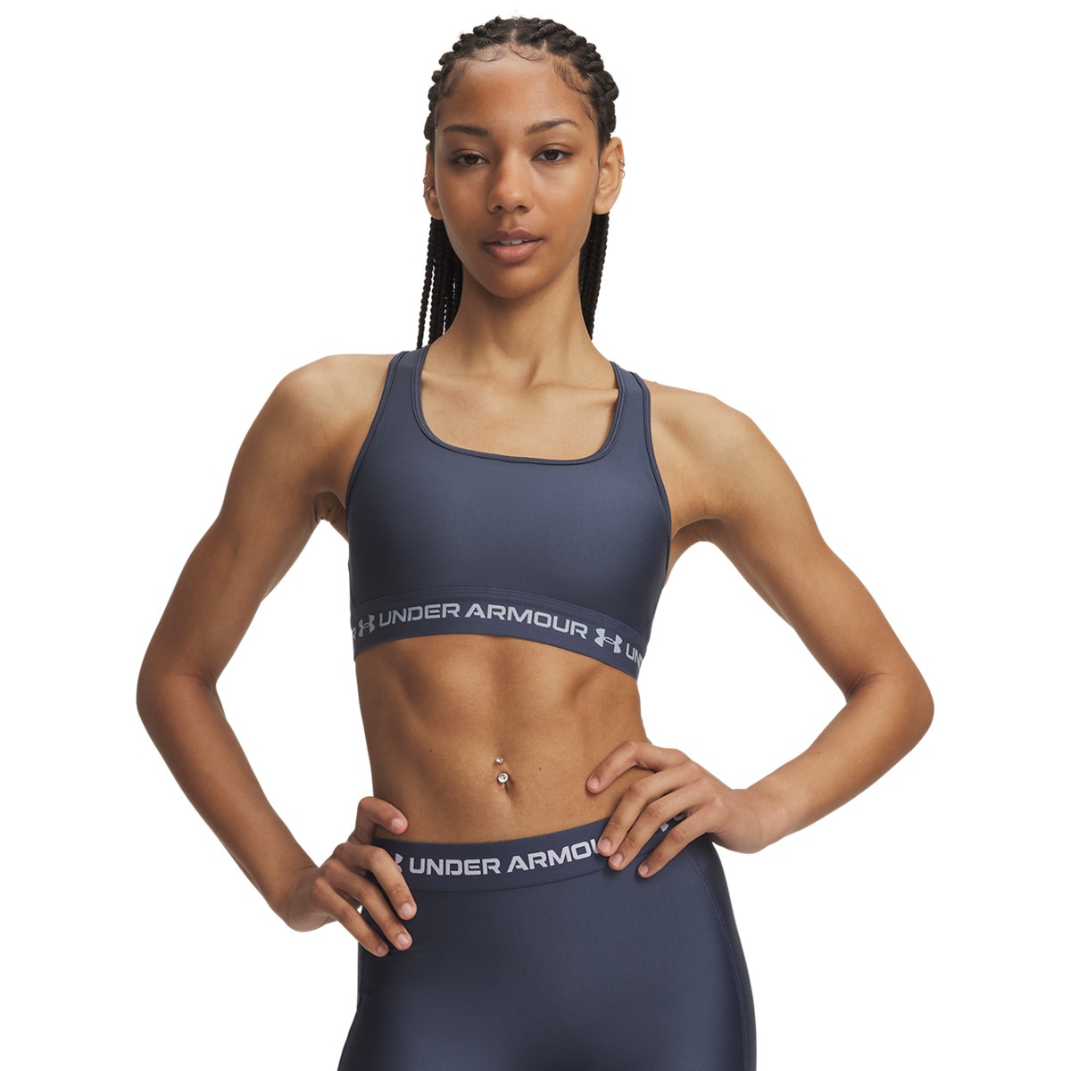 Biustonosz treningowy Under Armour Crossback Mid Bra - denim