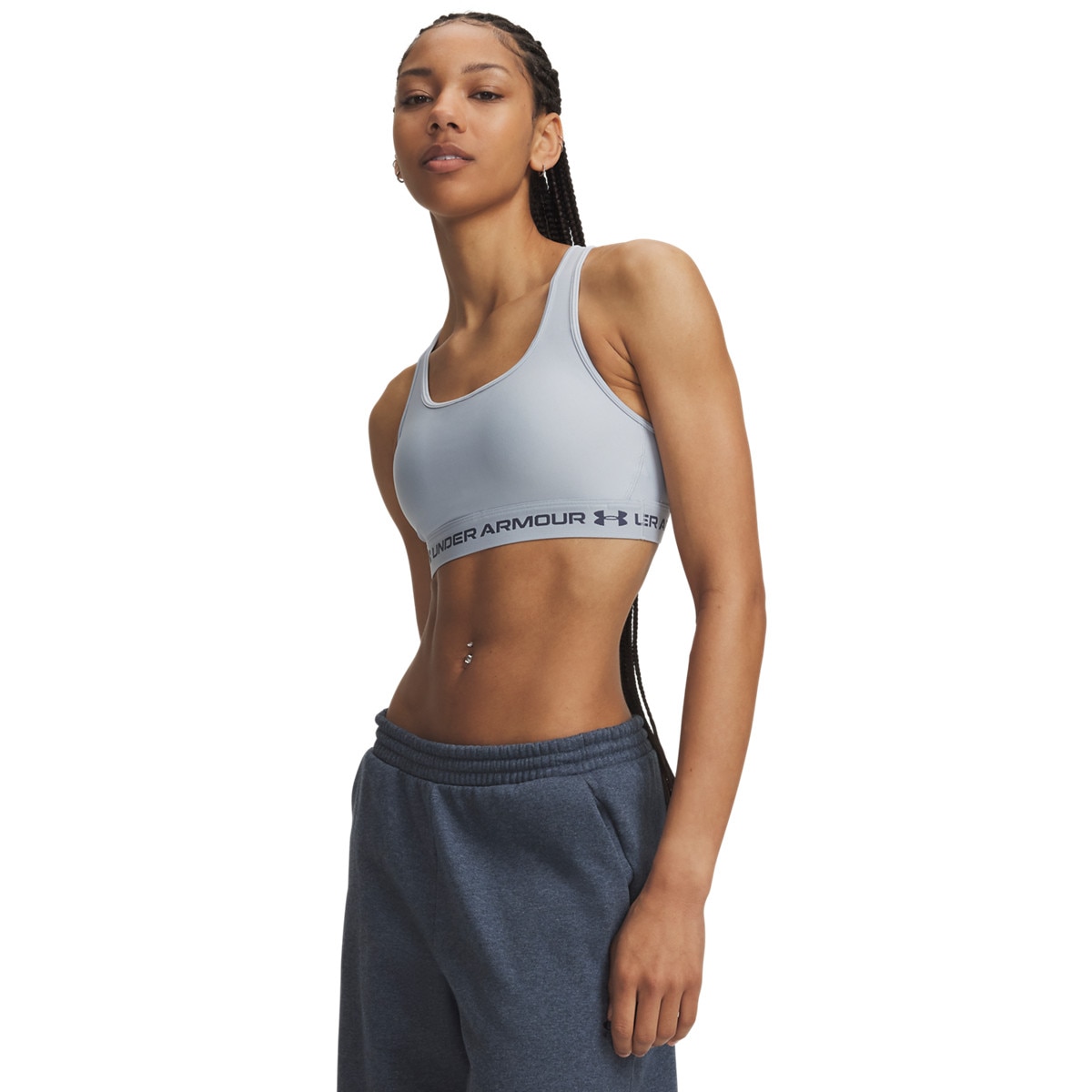 Biustonosz treningowy Under Armour Crossback Mid Bra - niebieski
