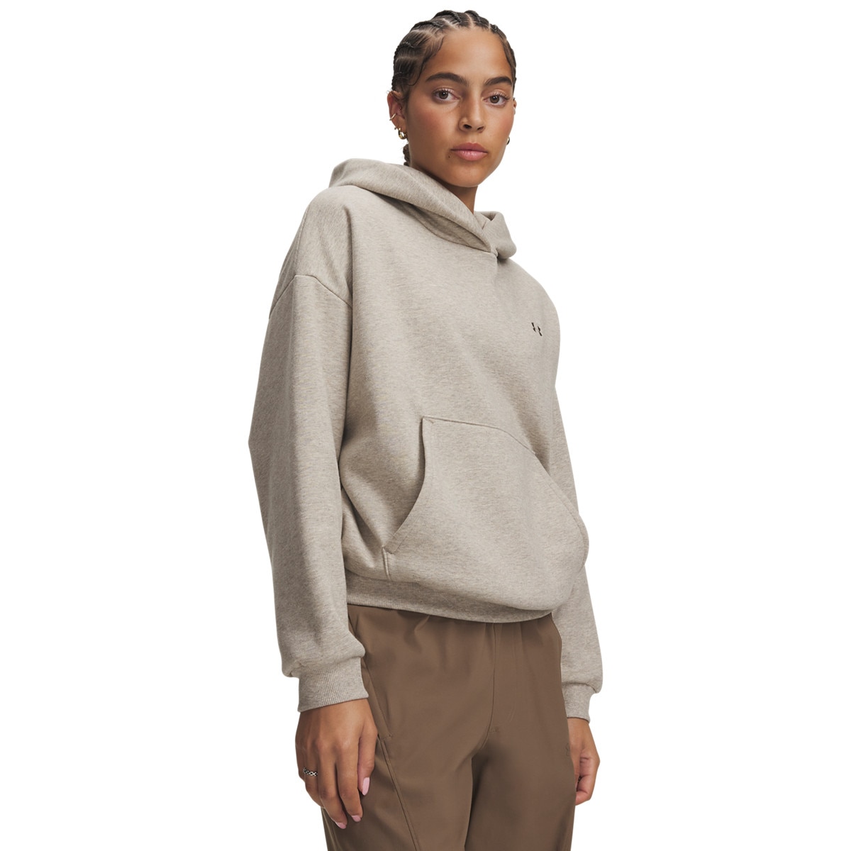 Damska bluza dresowa nierozpinana z kapturem Under Armour Icon Fleece Hoodie - beżowa