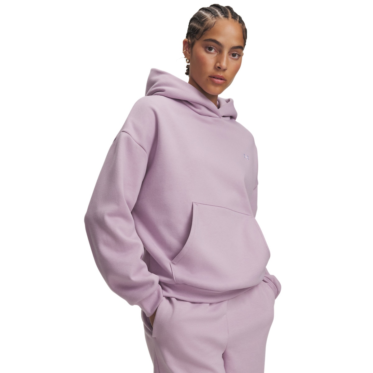 Damska bluza dresowa nierozpinana z kapturem Under Armour Icon Fleece Hoodie - różowa