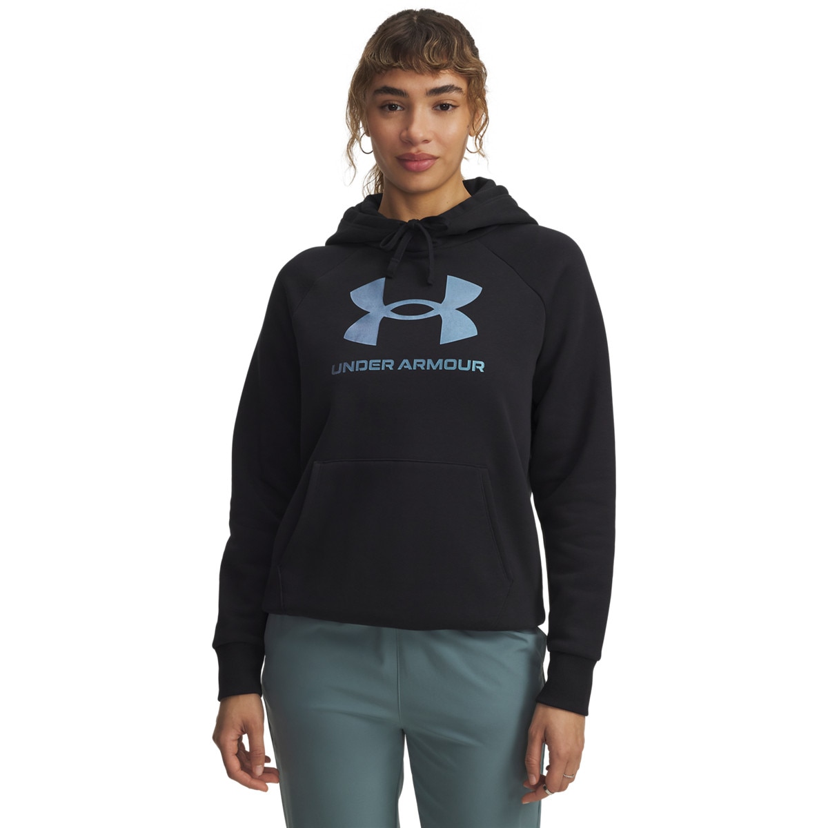 Damska bluza dresowa nierozpinana z kapturem Under Armour UA Rival Flc Shimmer Hoody - czarna