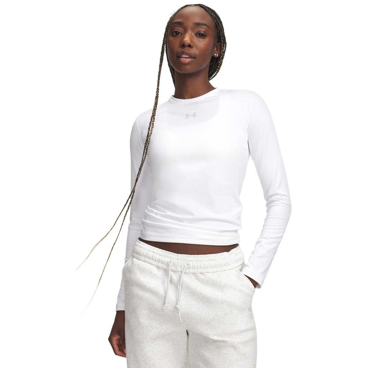 Damska bluza treningowa bez kaptura Under Armour UA ColdGear Crew - biała