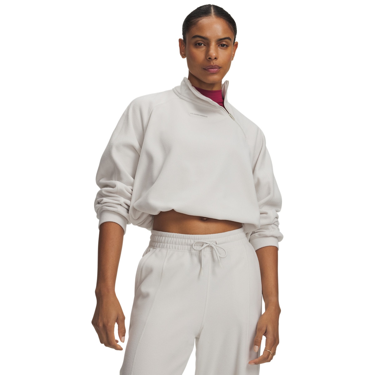 Damska bluza treningowa Under Armour UA Performance Fleece QZ - kremowa