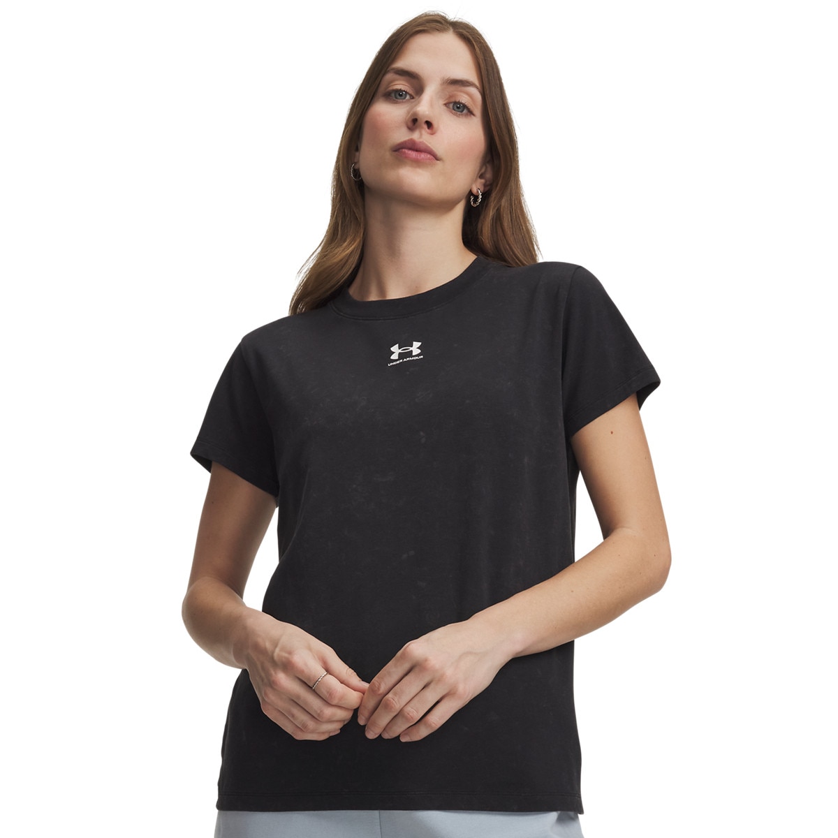Damska koszulka basic Under Armour Rival Cotton Wash SS - czarna