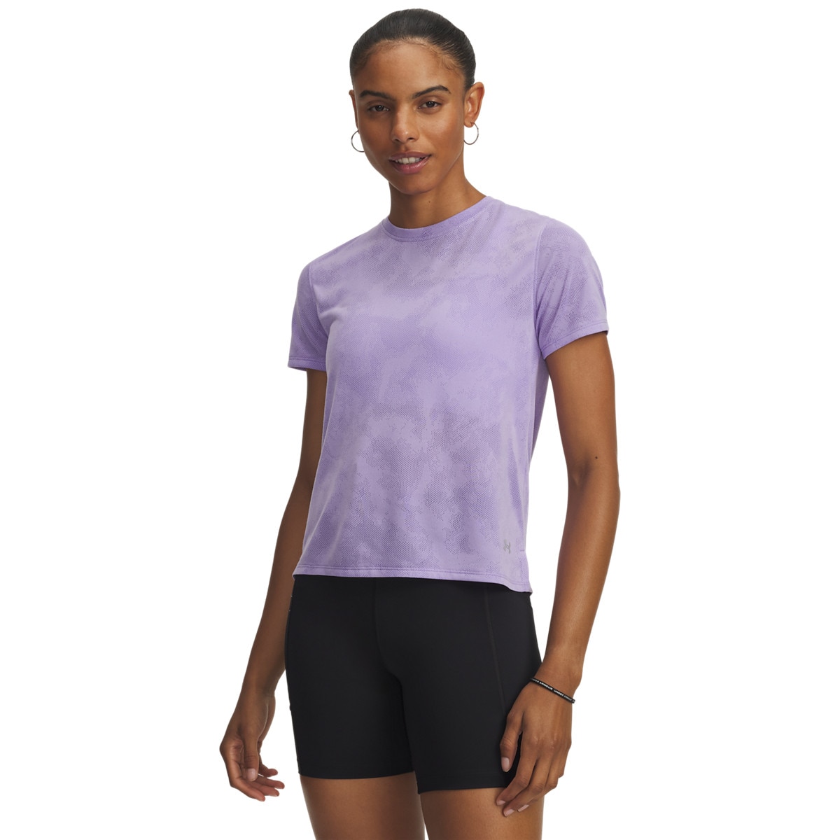 Damska koszulka do biegania Under Armour UA Launch Jacquard SS - fioletowa