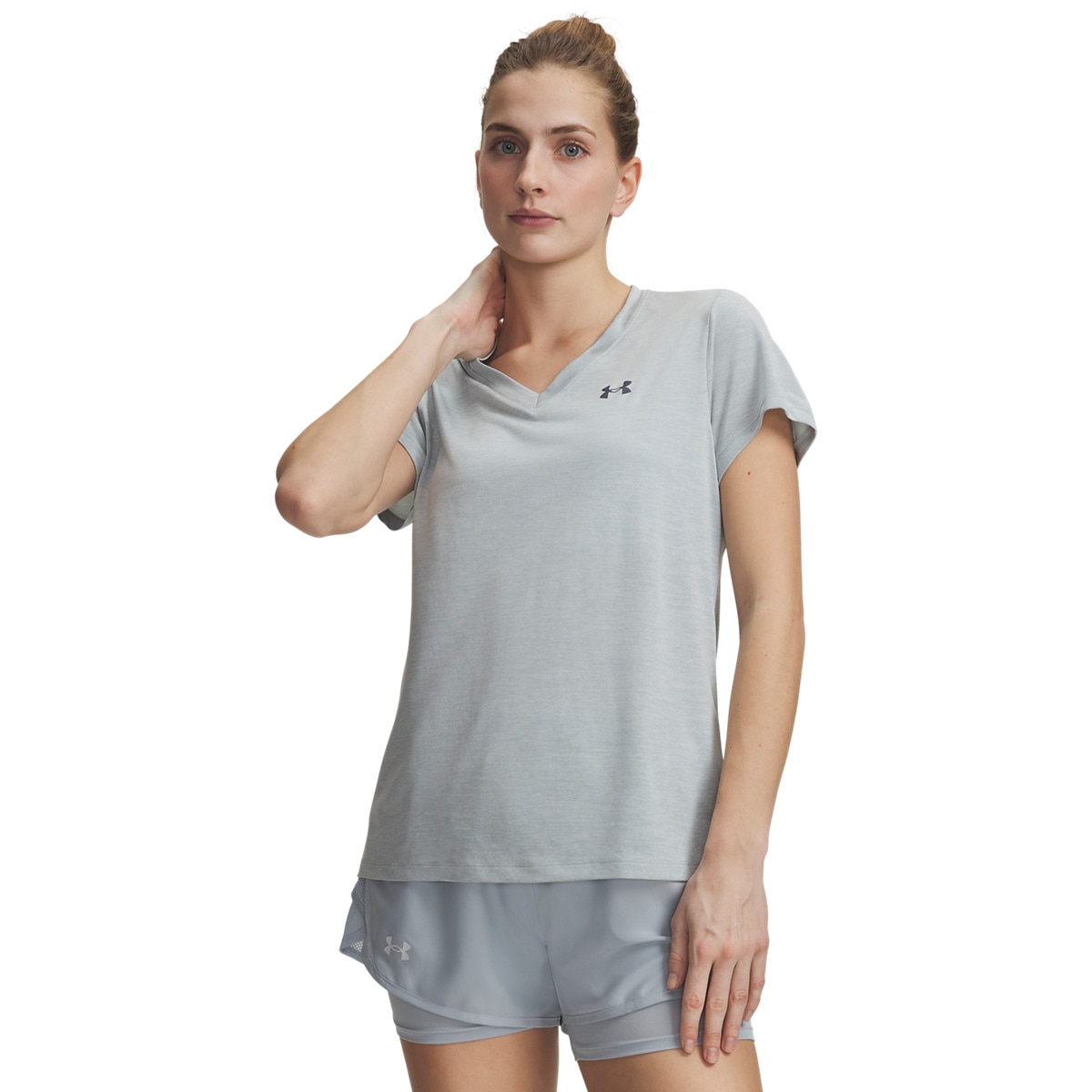 Damska koszulka treningowa Under Armour Tech SSV - Twist - niebieska