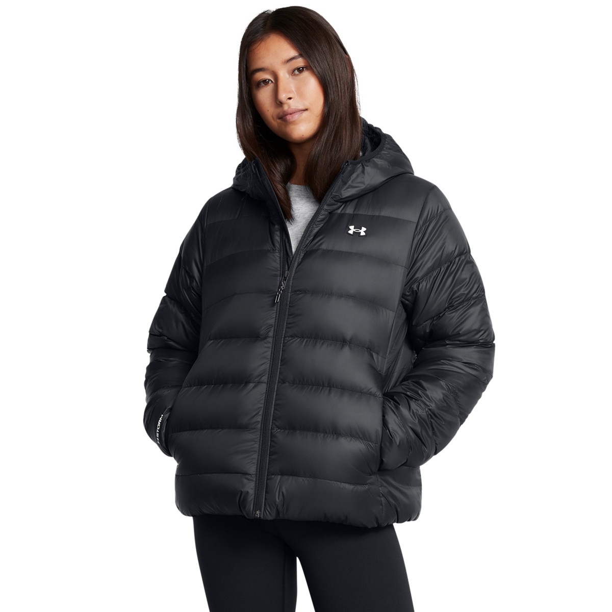 Damska kurtka z puchem naturalnym Under Armour Legend Down Hooded Jacket - czarna
