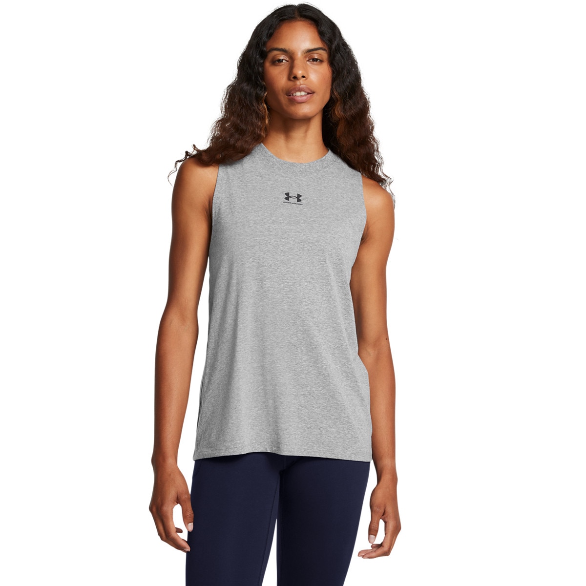 Damski top z nadrukiem Under Armour UA Rival Muscle Tank - szary