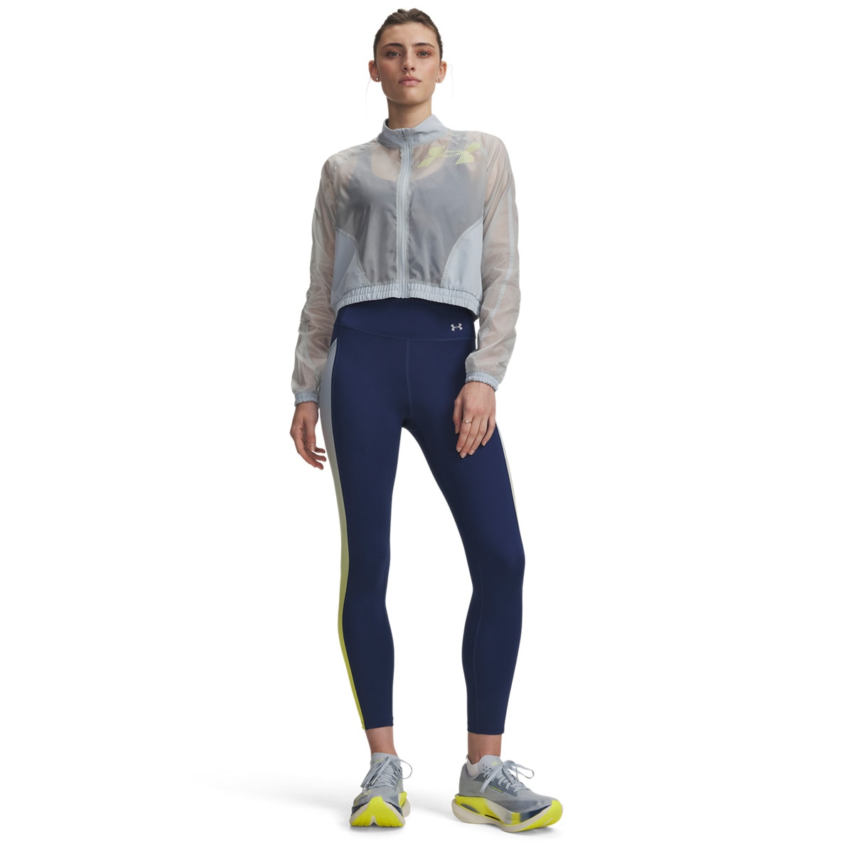 Damskie legginsy do biegania Under Armour UA Velociti Ankle Prt Tights - granatowe