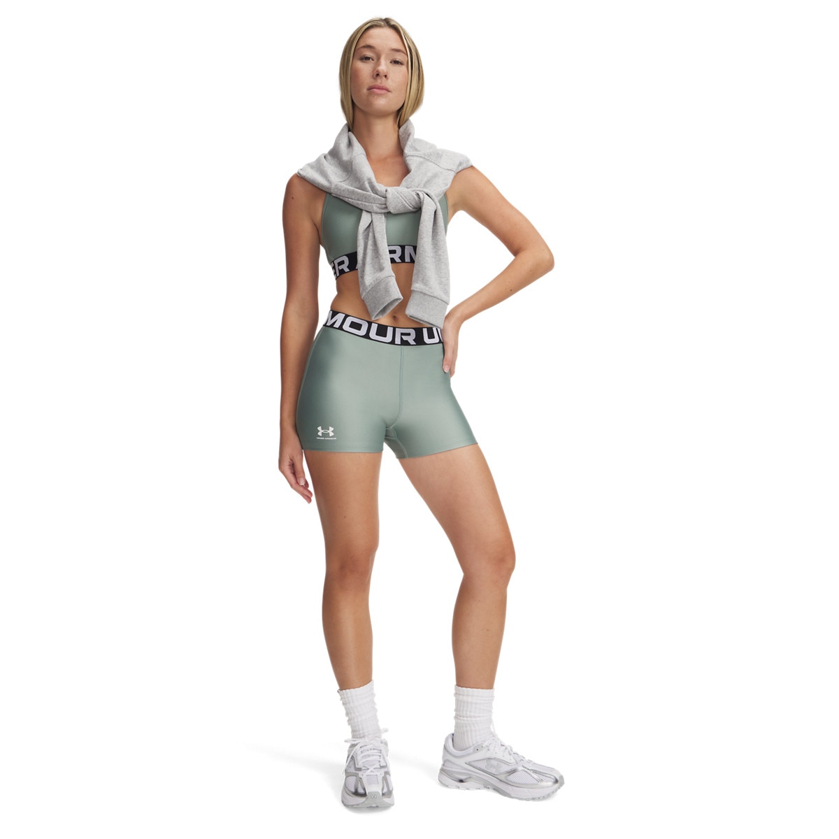 Damskie legginsy krótkie treningowe Under Armour UA Hg Authentics Shorty - zielone