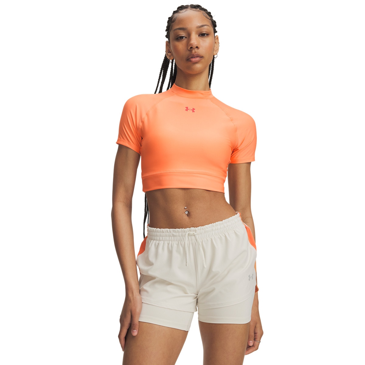 Damskie spodenki do biegania Under Armour UA Velociti Pro 4" 2n1 Short - kremowe