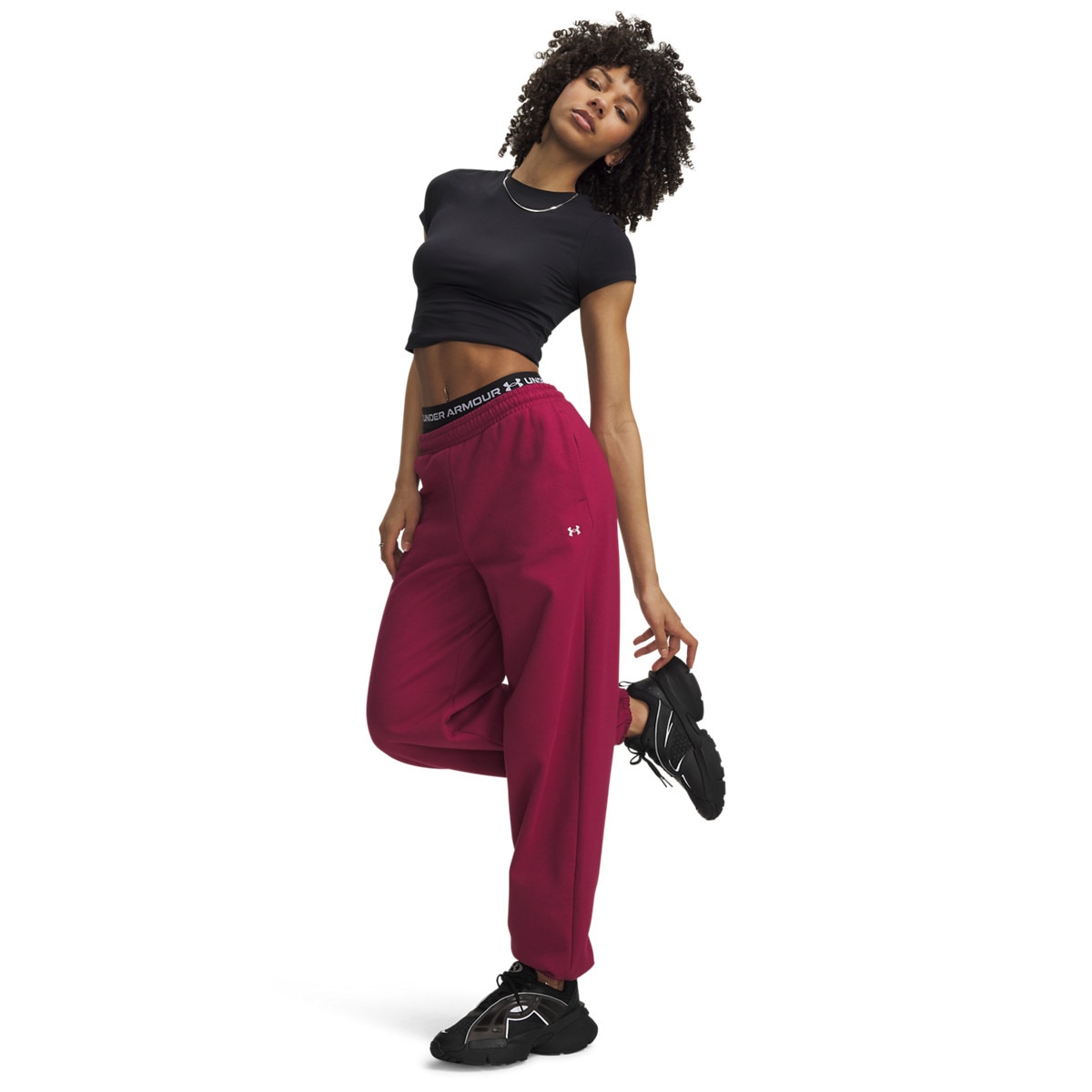 Damskie spodnie dresowe Under Armour Icon Flc Gym Pant - burgundowe