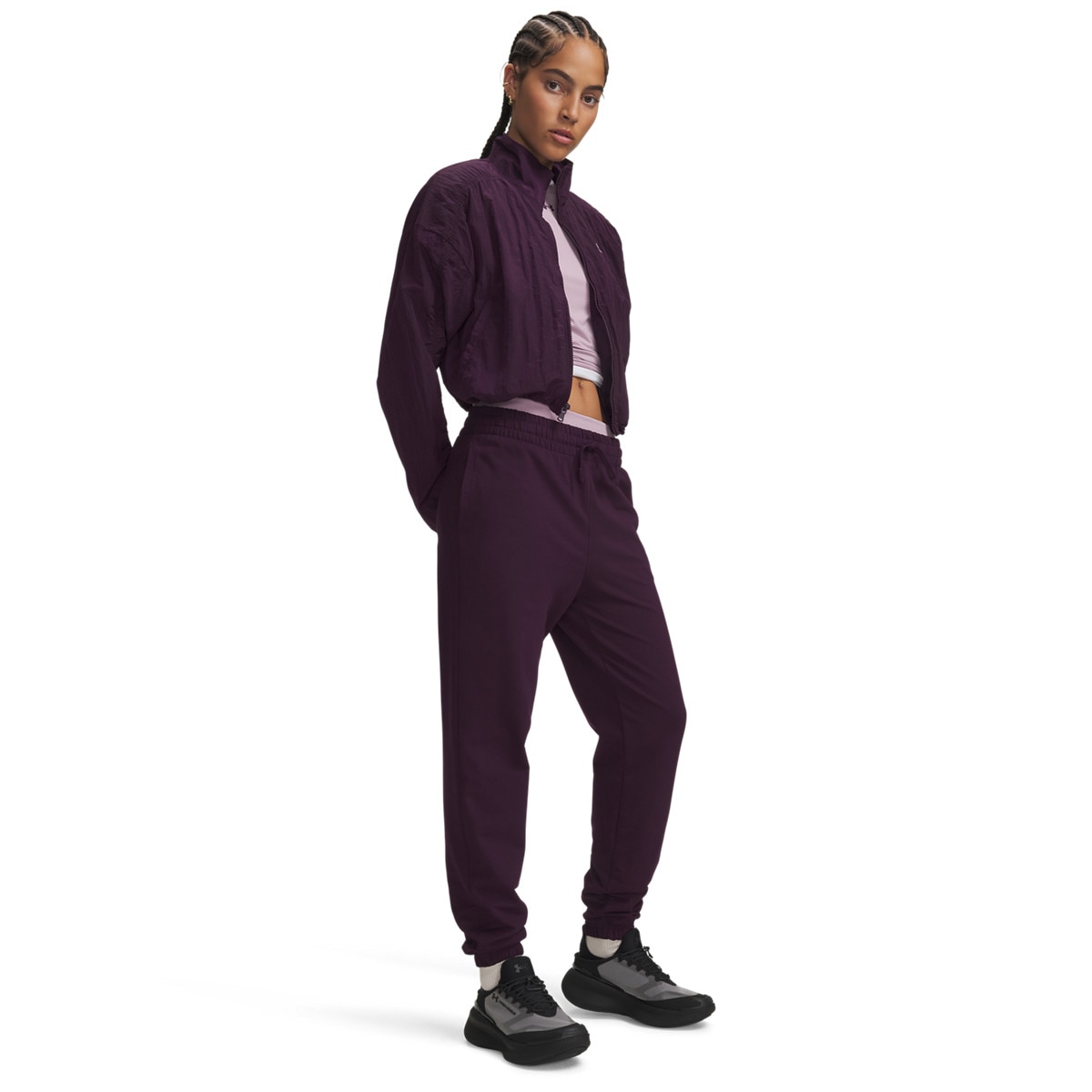 Damskie spodnie dresowe Under Armour Sport Terry Jogger - fioletowe
